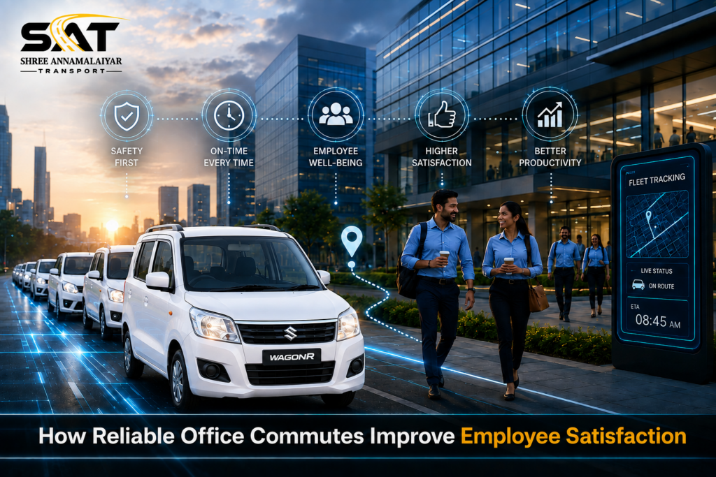 Reliable office commutes improving employee satisfaction through safe and comfortable corporate transportation in Chennai