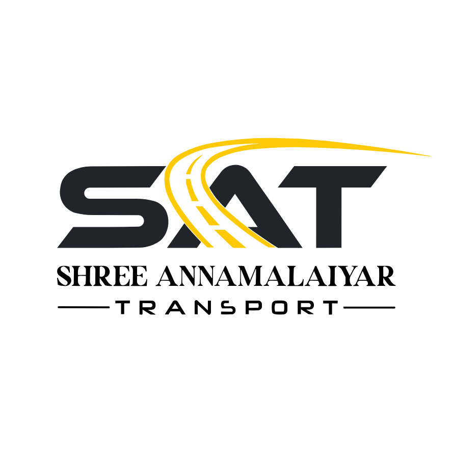 SAT transportation company logo with road and highway graphic on black background