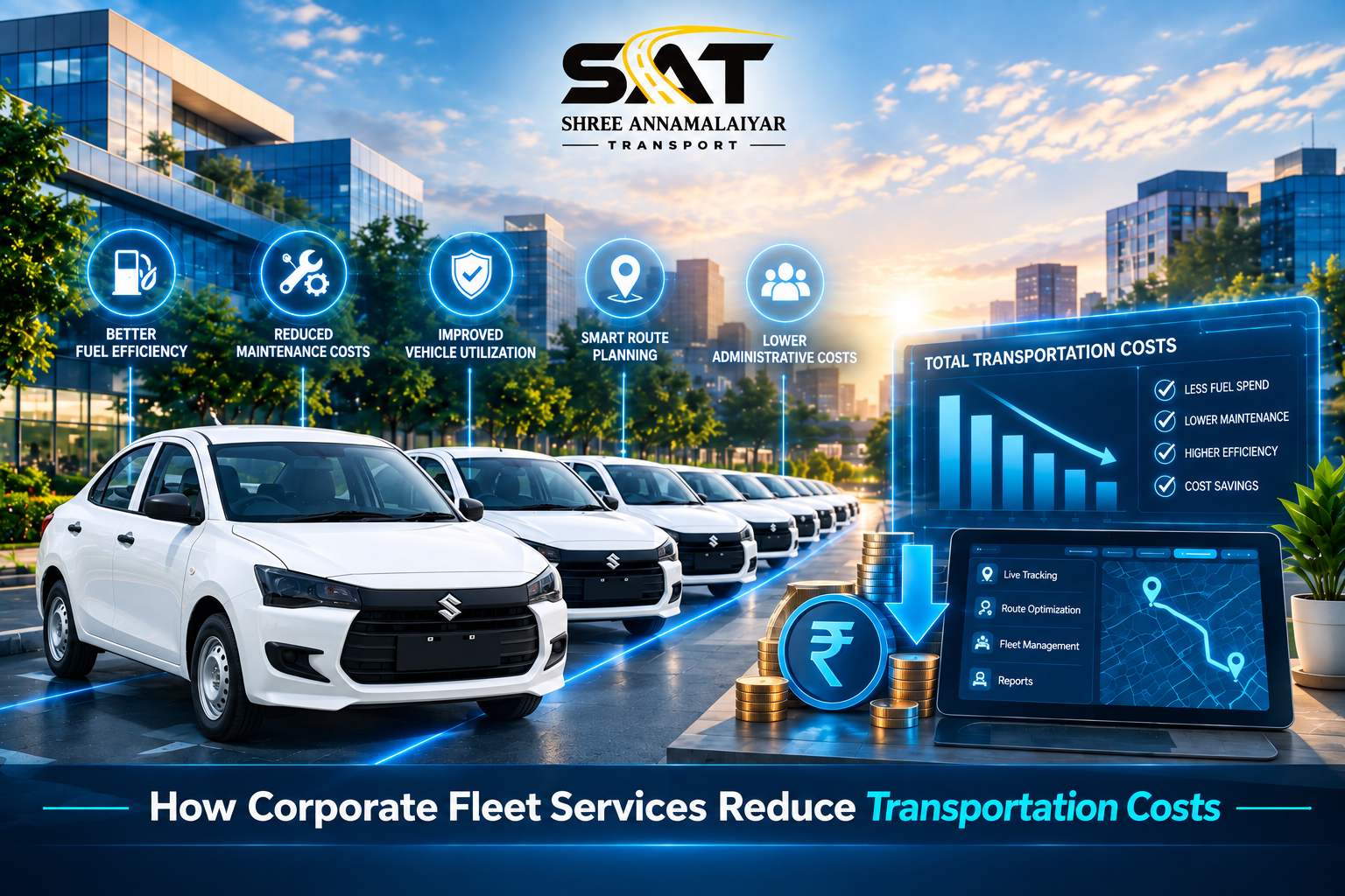 Corporate fleet services in Chennai with WagonR cars for IT employee transportation.